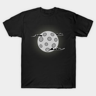 Glowing Moon in the Dark with Clouds (Halftone) T-Shirt